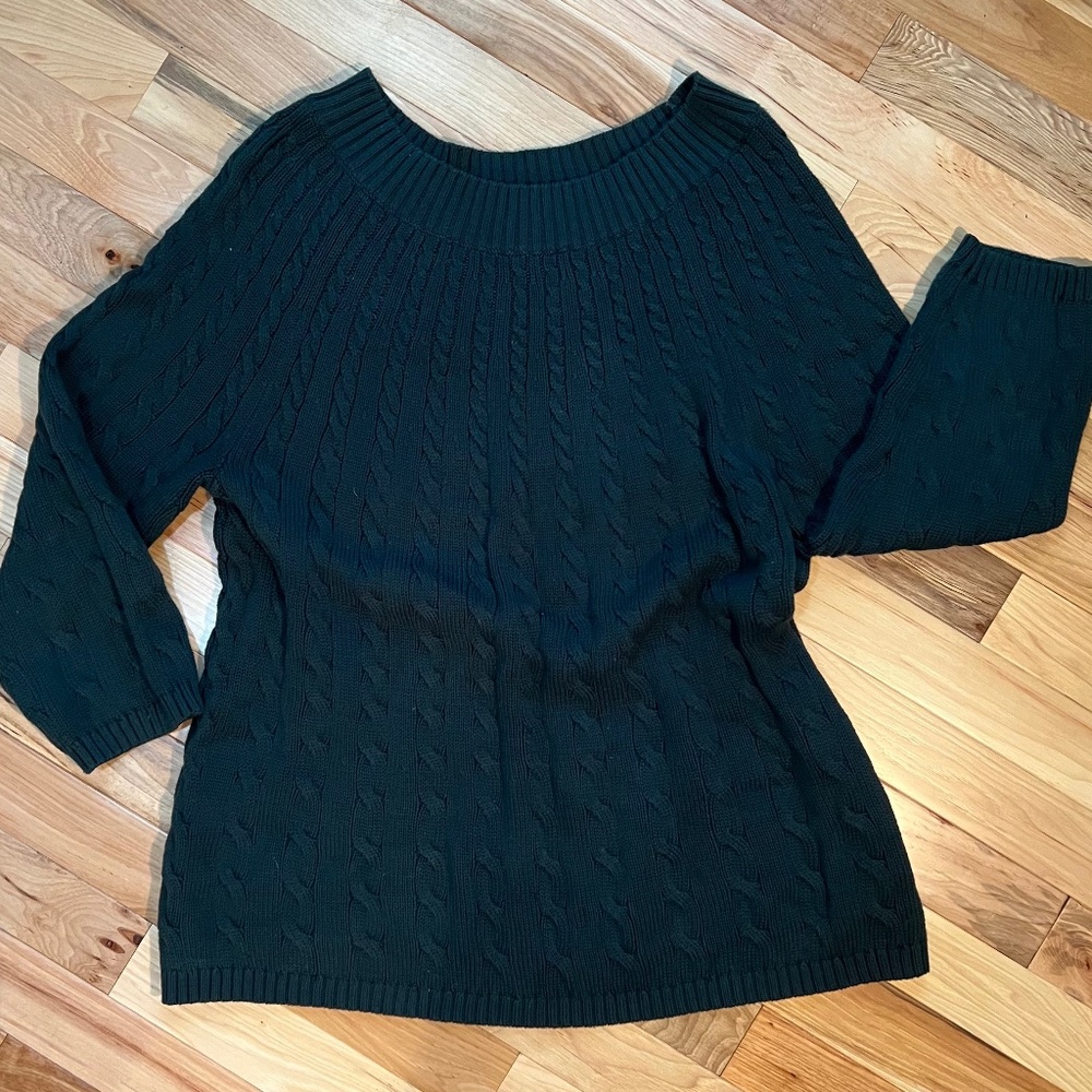 Talbots Green Cable Knit Sweater